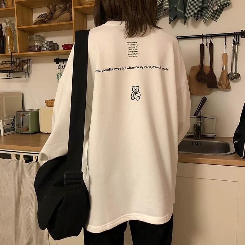 Áo thun TAY DÀI nữ ULZZANG freesize phông form rộng dáng unisex mặc cặp, nhóm, lớp in chữ