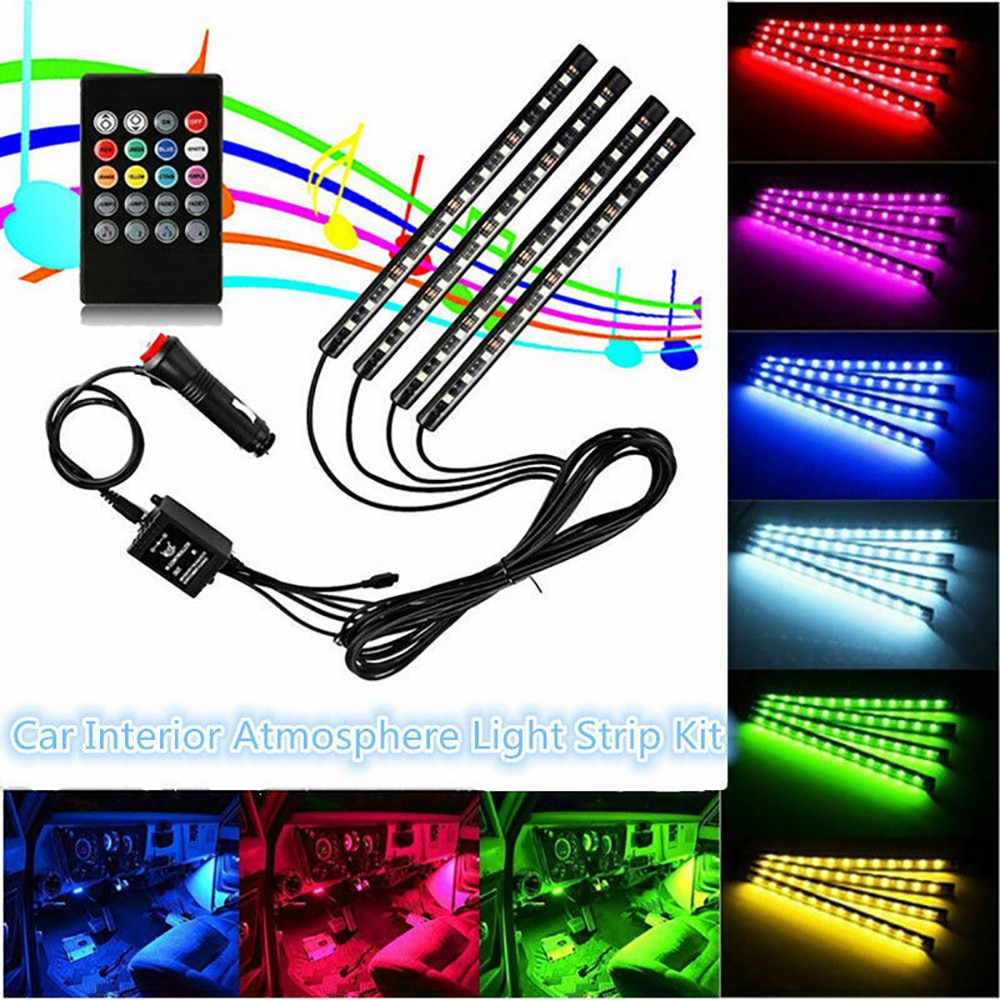 Dây Đèn LED 48 Bóng Nhiều Màu RGB Điều Khiển Từ Xa 12V DC Dùng Để Trang Trí Nội Thất Xe Hơi