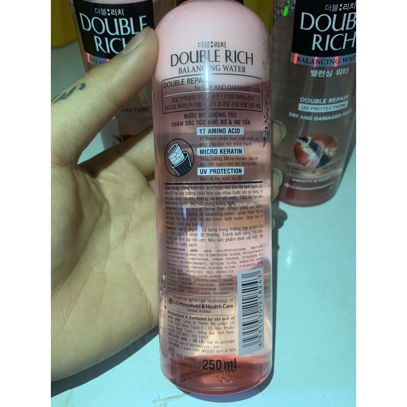 Xịt Dưỡng Tóc Double Rich chăm sóc tóc khô xơ và hư tổn 250ml ( mầu hồng ) | BigBuy360 - bigbuy360.vn