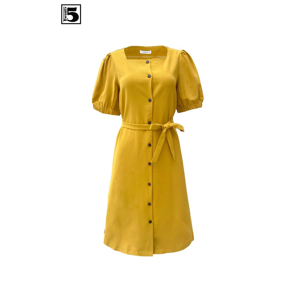 Đầm sơ mi cổ vuông thắt dây eo Twentyfive N2118