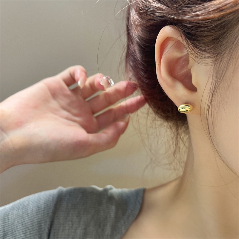 Bông Tai Mạ Bạc 925 Hình Hạt Đậu Thời Trang Hàn Quốc