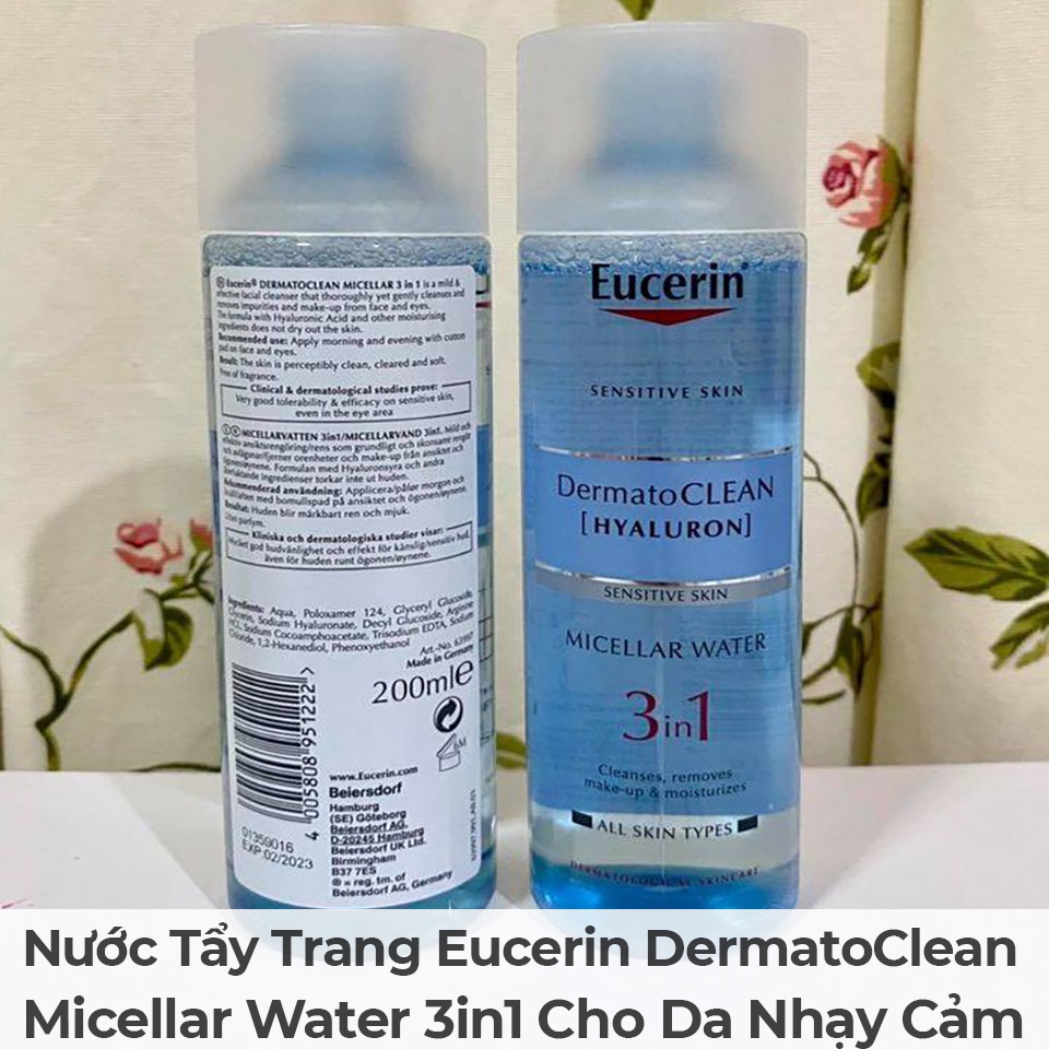 ✅ Nước Tẩy Trang 3in1 Eucerin DermatoCLEAN [Hyaluron] Micellar Water Cho Da Nhạy Cảm 200ml-400ml