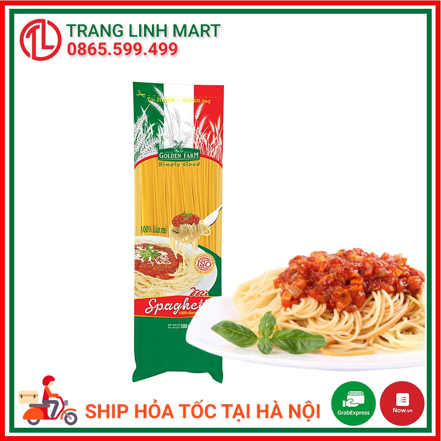 Mì Spaghetti sợi tròn Golden Farm Golden Farm gói 500g