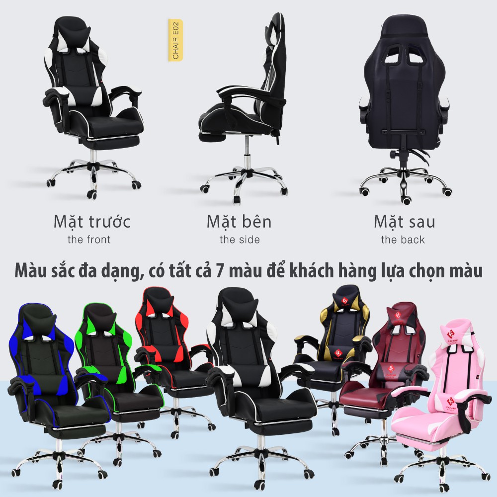CHAIR19 Ghế livestream giá rẻ,ghế game cao cấp chân xoay ngã 135 độ Thái Lan Mẫu E0201 CÓ GÁC CHÂN
