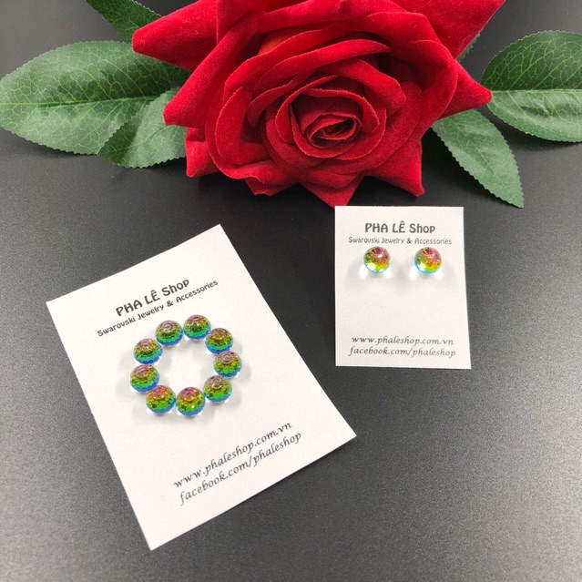 Bông Sát Tai Pha Lê Tròn Dát Nhiễn Được Thiết Kế Từ Pha Lê Swarovski