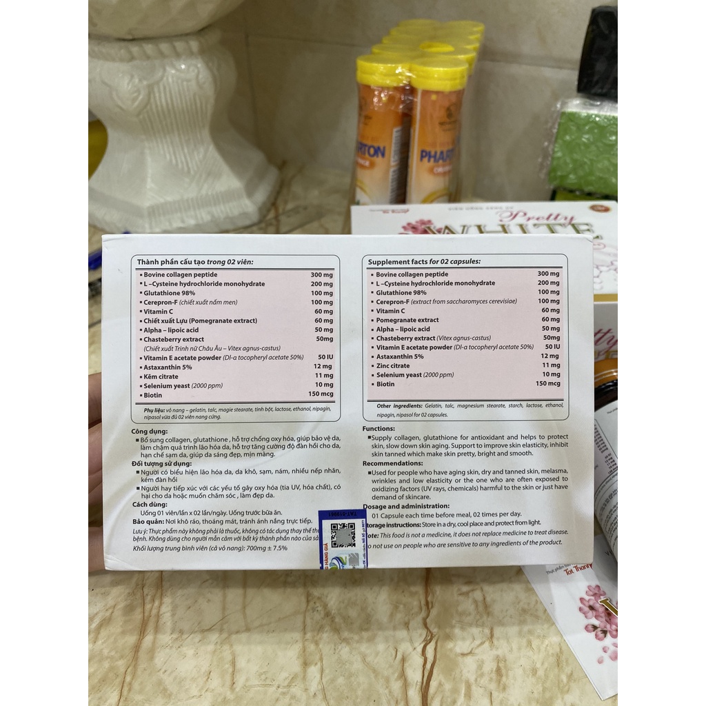 Viên uống Sáng, đẹp mịn màng da Pretty White Cellagen++