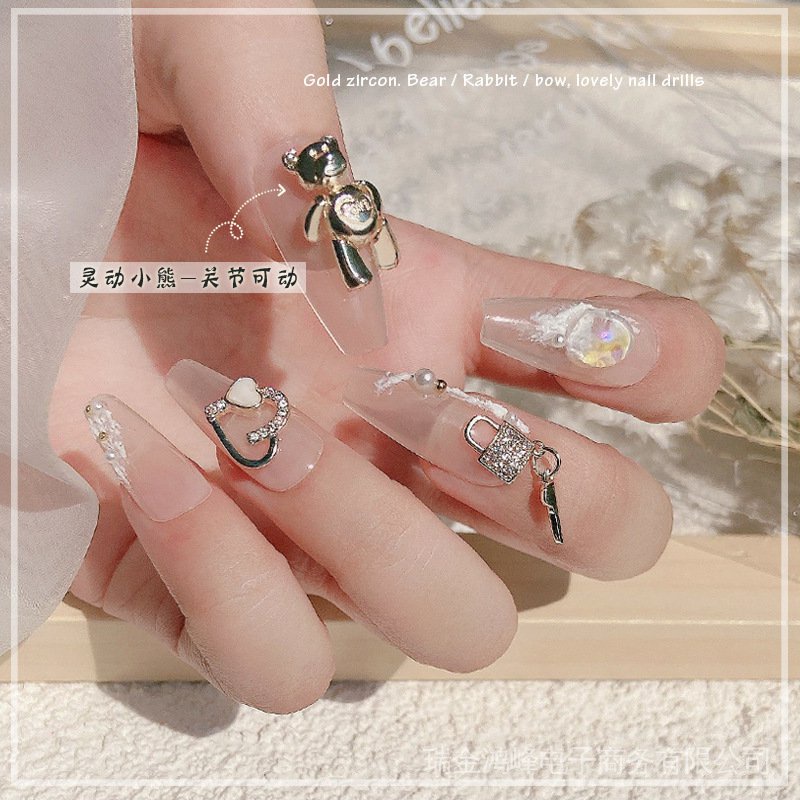 Phụ Kiện Trang Trí Móng Tay Hình Thỏ Bằng Kim Loại Dễ Thương