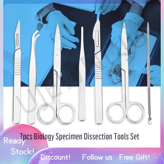 [Ujewndju.vn]Bộ 7 dụng cụ phẫu thuật phòng thí nghiệm bằng thép không gỉ cho học sinh