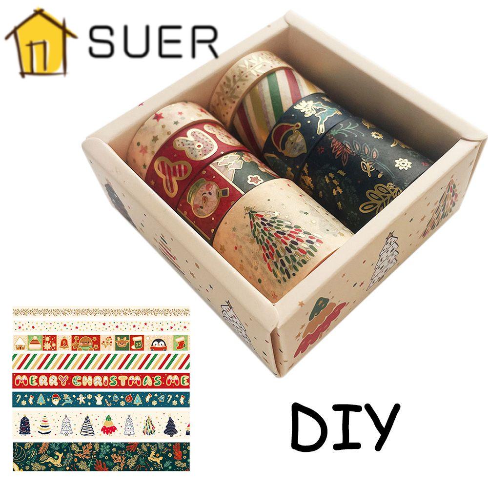 Bộ 8 Cuộn Băng Keo Washi Họa Tiết Giáng Sinh Dễ Thương Dùng Trang Trí Sổ Tay DIY