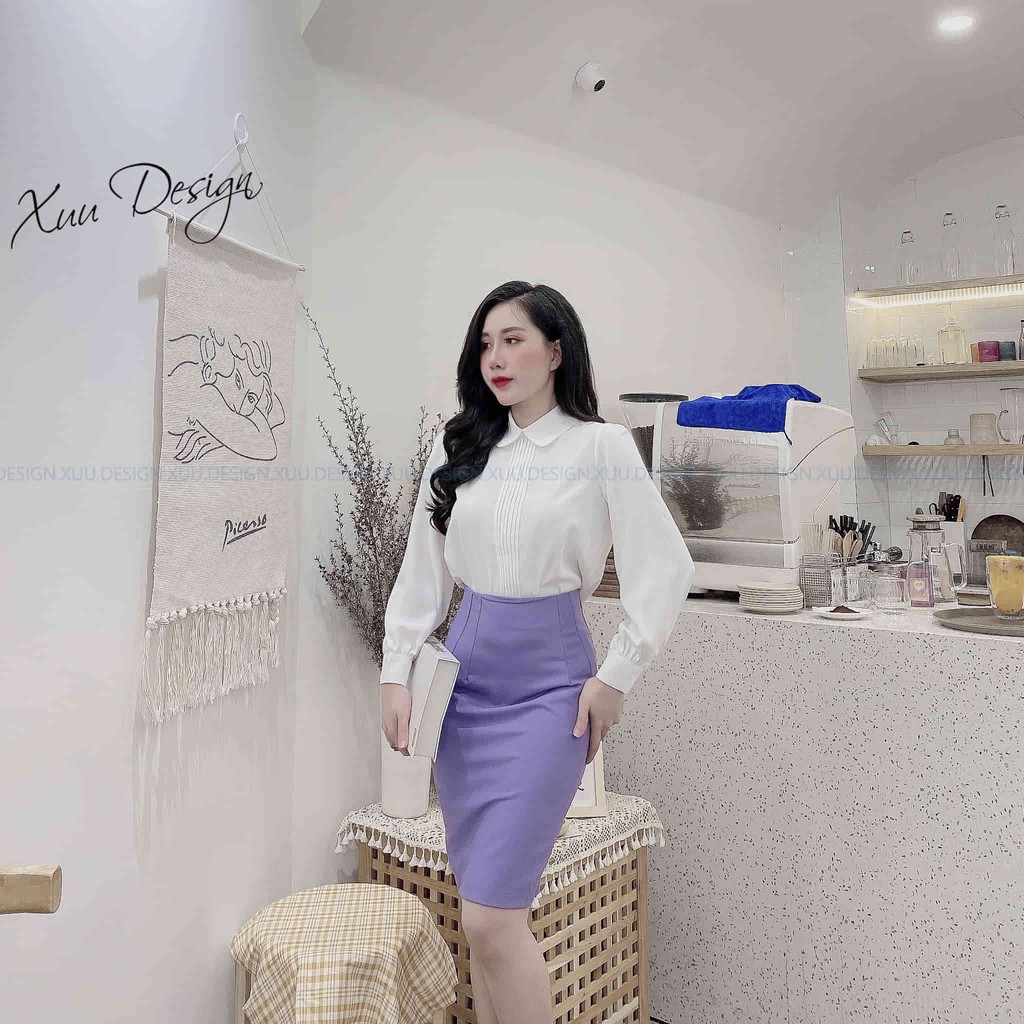 Áo sơ mi trắng nữ công sở dài tay XUU, chất Lụa Hàn kiểu dáng thanh lịch trẻ trung - SP27