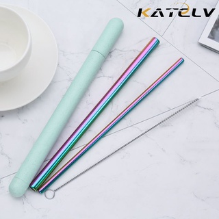 KATELV Bộ ống hút du lịch bằng thép không gỉ 304 tiện dụng kèm hộp đựng