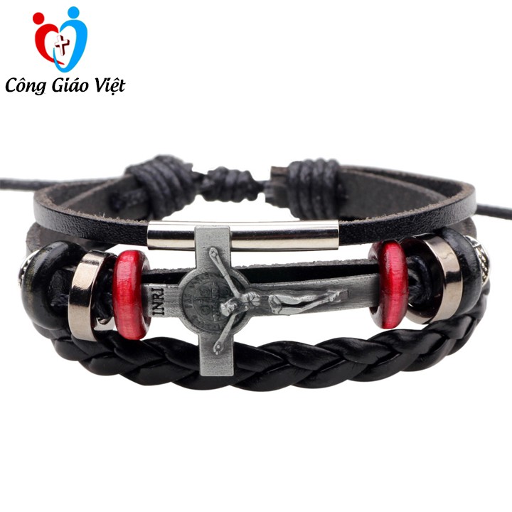 Vòng Tay Thánh Giá Thời Trang, Vòng Tay Công Giáo Handmade Bằng Da Cao Cấp