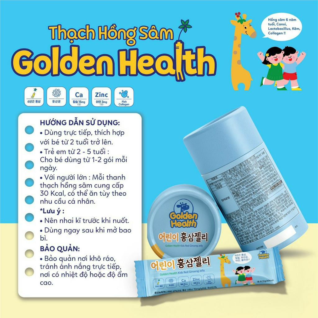 Thạch Hồng Sâm Tăng Chiều Cao, Đề Kháng Cho Bé Golden Health - Nhập Khẩu Hàn Quốc