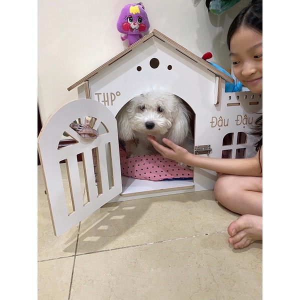Size M NHÀ CHO THÚ CƯNG gỗ plywood cao cấp chống nước, chống ẩm mốc