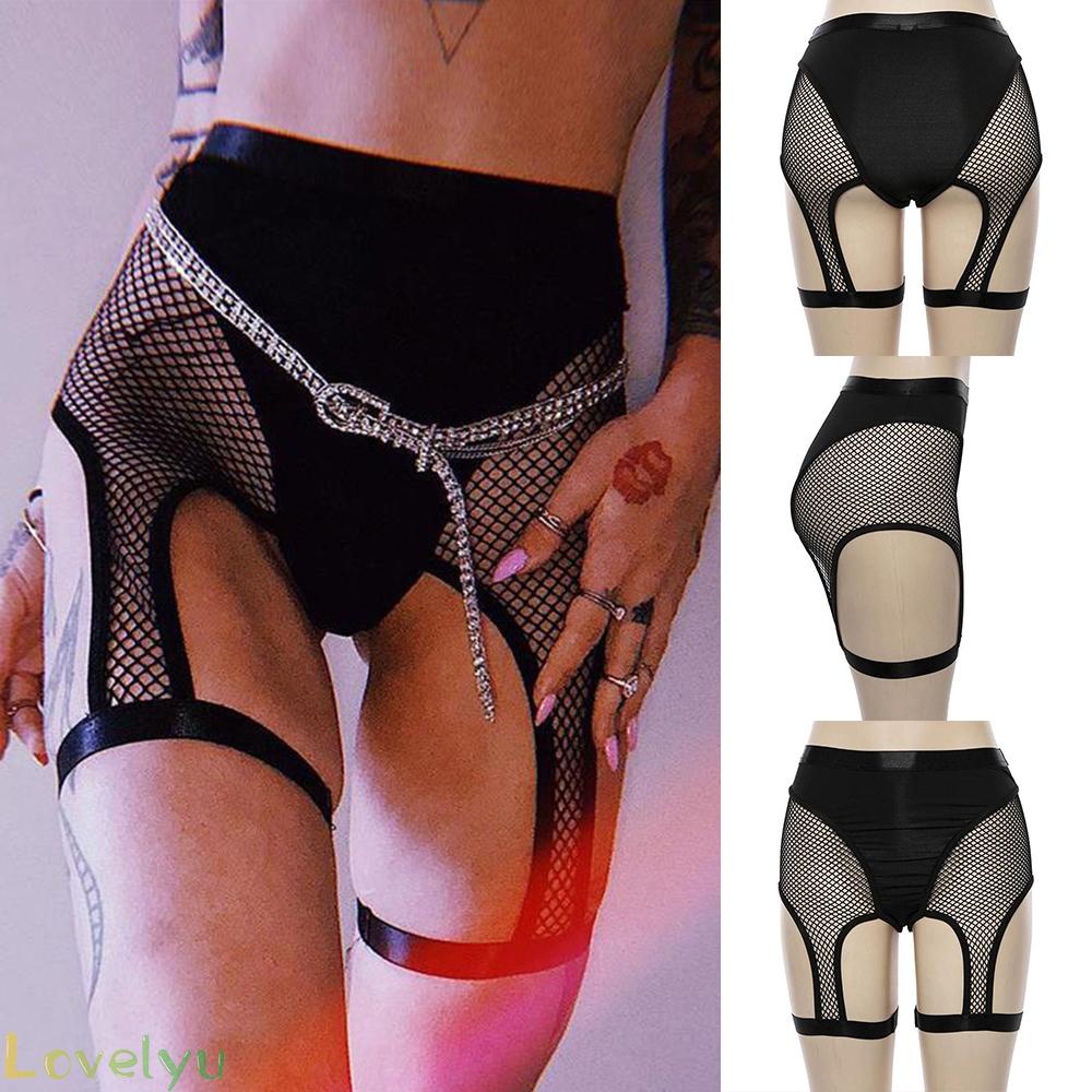 [Readystock]Women Stretch Shorts Cutout Gym Pants Lady Mesh Nightclub See Through Summer#lovelyu