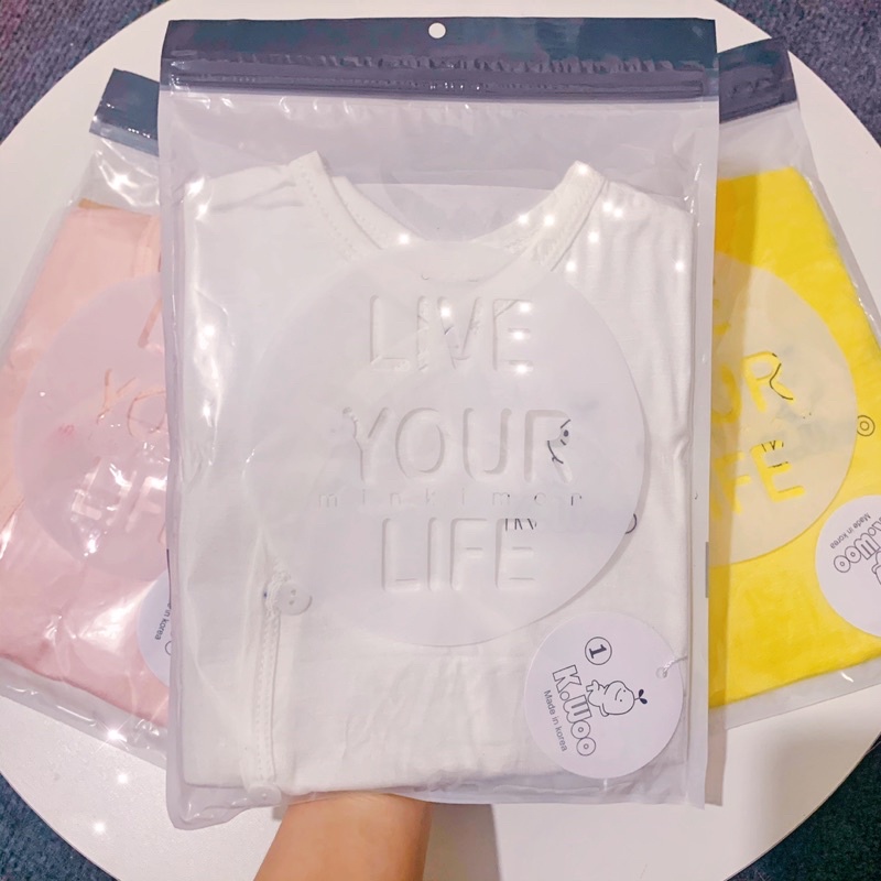 Bộ Dài Tay Thun Lạnh Cúc Chéo Kwoo Cho Bé, Đồ bộ sơ sinh đáp đũng đóng bỉm