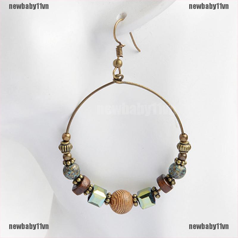 Khuyên Tai Chuỗi Tròn Đính Hạt Phong Cách Bohemian