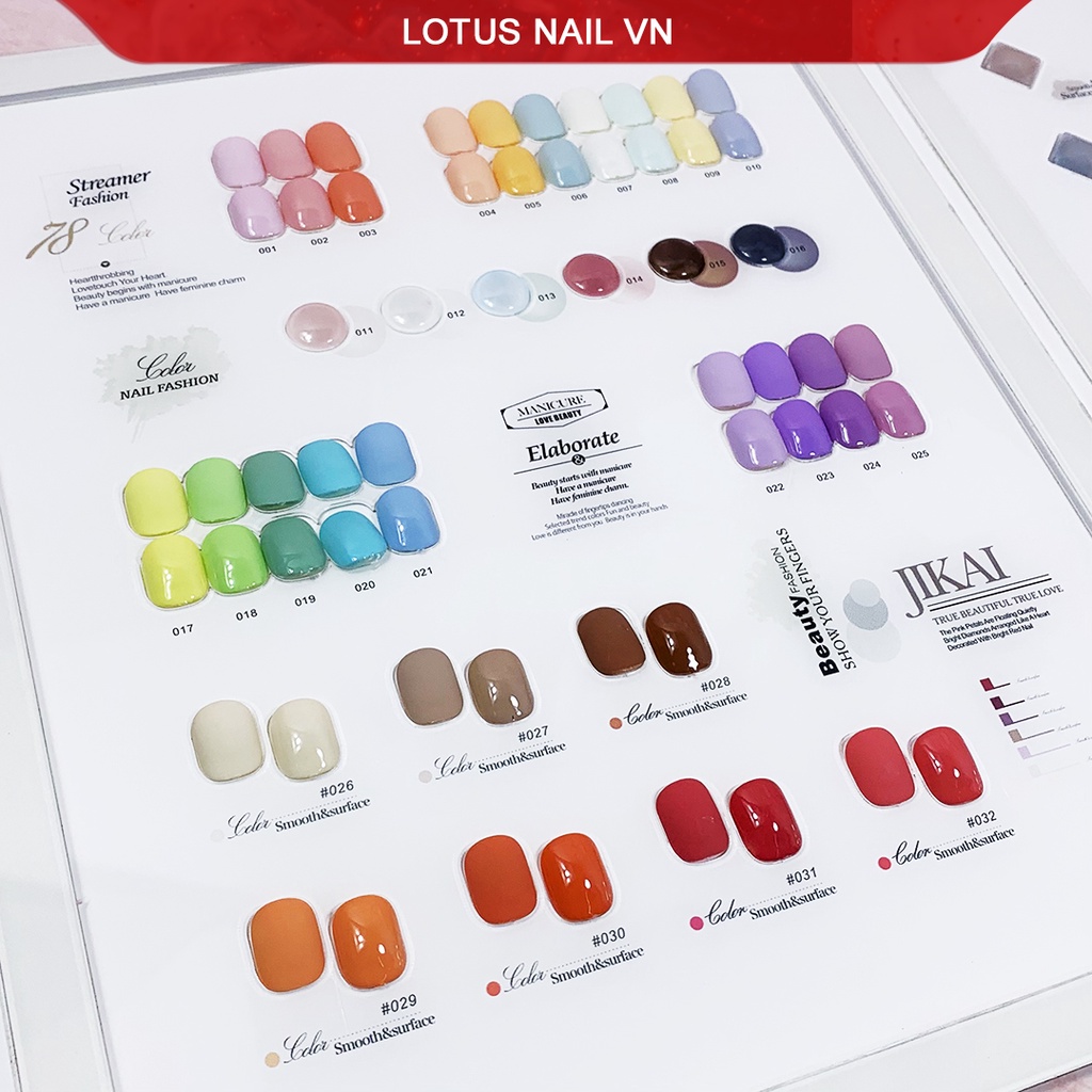 Sơn gel JiKai 78 màu hotrend 2021 nhập khẩu từ Japan tặng kèm bảng màu + base + top