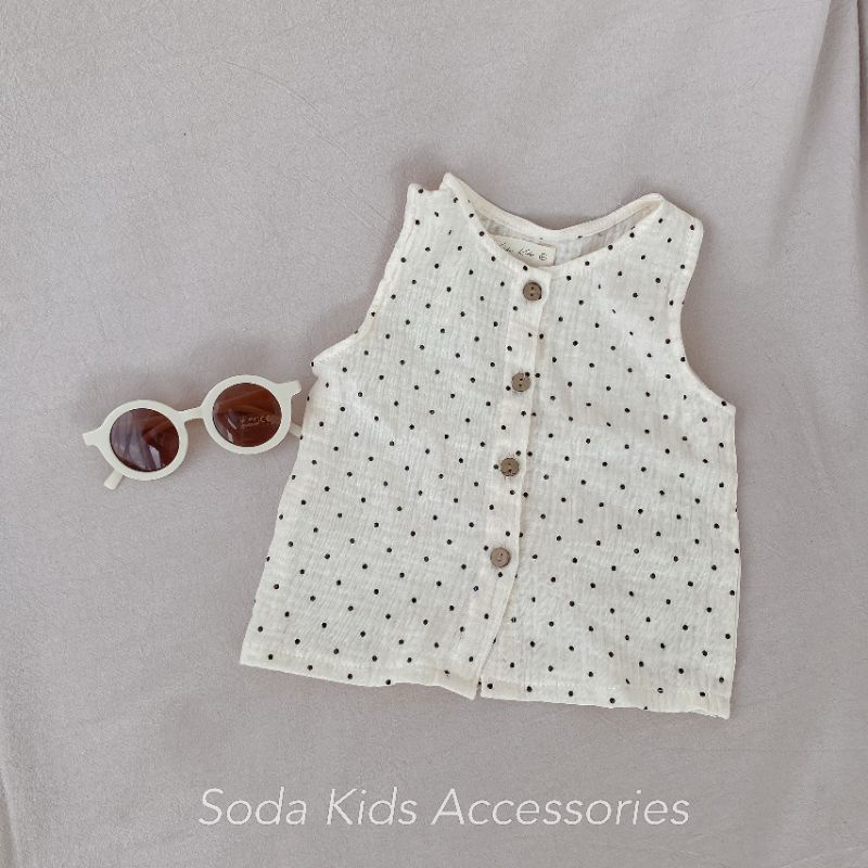 (Hàng thiết kế) Set quần áo bé trai - bé gái phối chấm bi style Hàn