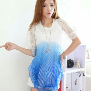 Áo len lưới cánh dơi Ombre viền ren