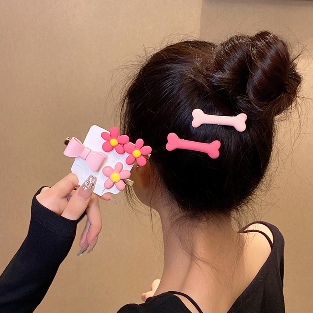 Kẹp Tóc Đính Nơ Trái Tim Màu Hồng Dễ Thương Cho Bé Gái
