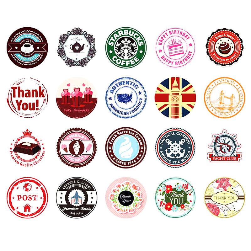 Hộp 38 Nhãn Dán Retro Sticker Trang Trí Hàn Quốc