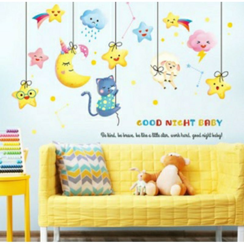 [Chỉ ship HN] Decal tranh dán tường trang trí decor phòng ngủ cho bé như Hàn Quốc, tấm giấy sticker dán tủ hình gấu