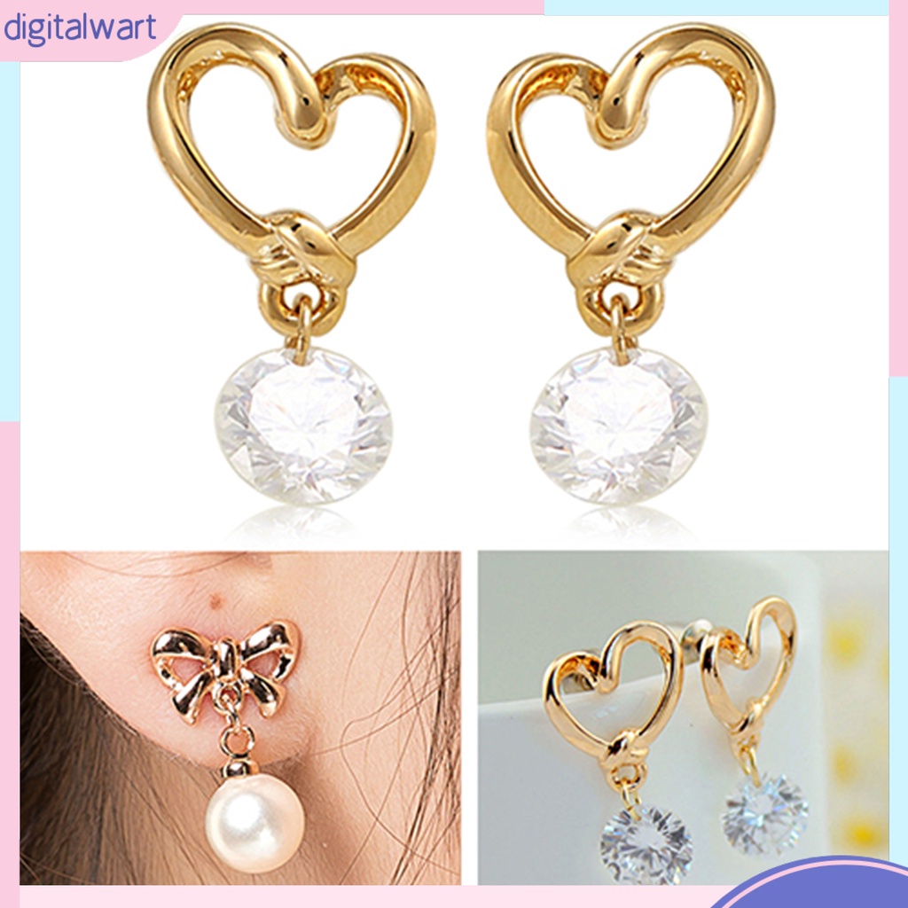 Cặp bông tai trái tim đính đá thời trang nữ