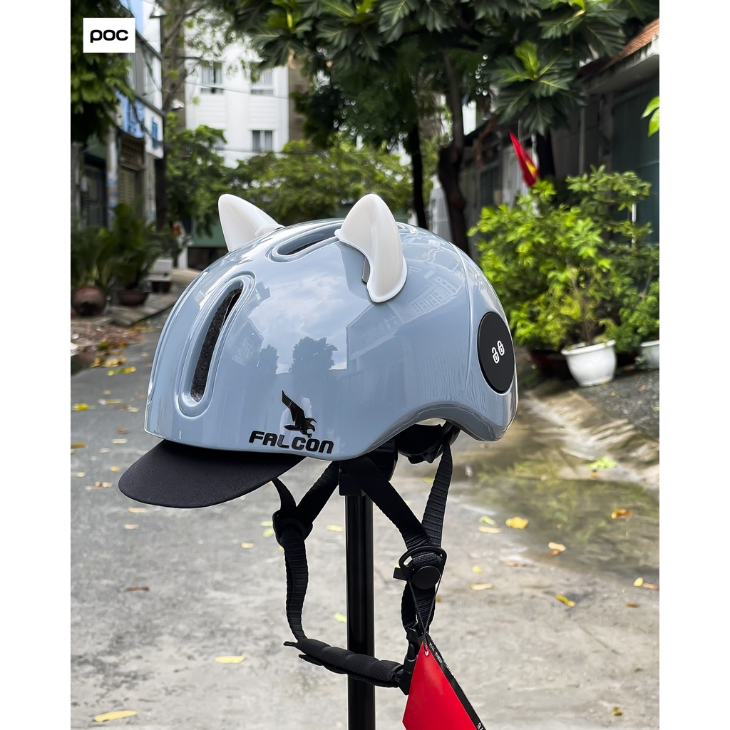 ( Tặng tai mèo và lưỡi trai) MŨ BẢO HIỂM THỂ THAO POC FALCON F05 XI MĂNG BÓNG CHÍNH HÃNG