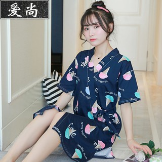 Đầm ngủ dáng dài thiết kế kiểu kimono xinh xắn chất liệu cotton cao cấp