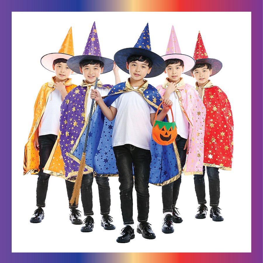 Cosplay phù thủy cho bé cùng Áo choàng kèm mũ hoá trang haloween