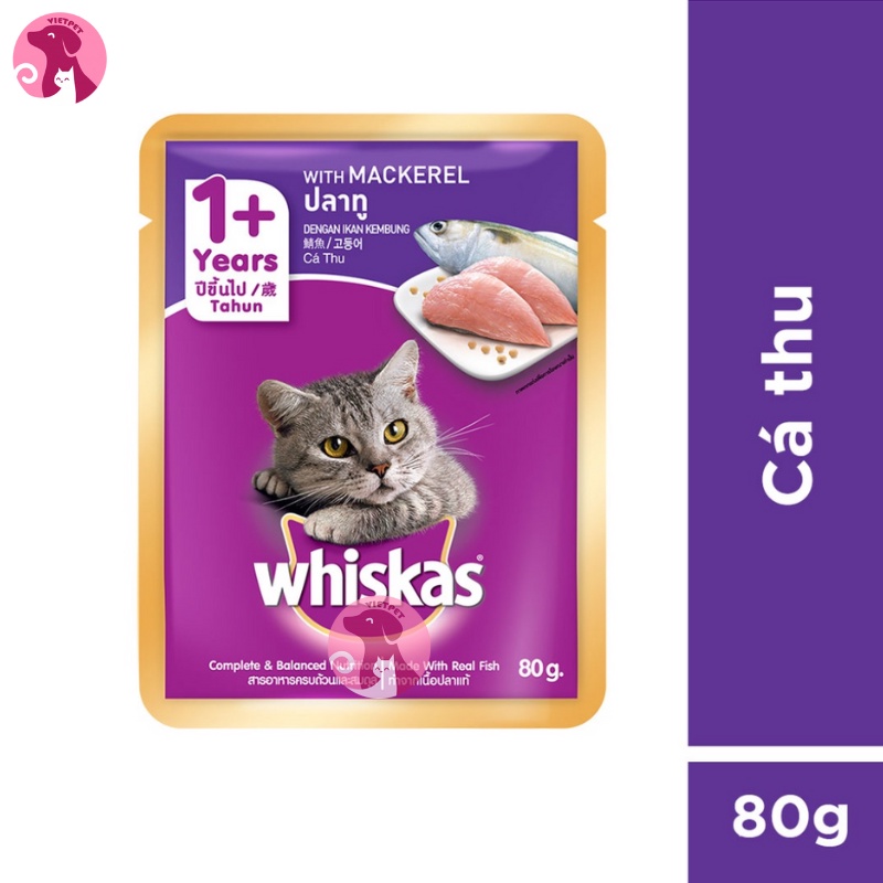 Pate Whiskas Tuna - Mix vị (80g) - Cho Mèo Lớn &amp; Mèo Nhỏ