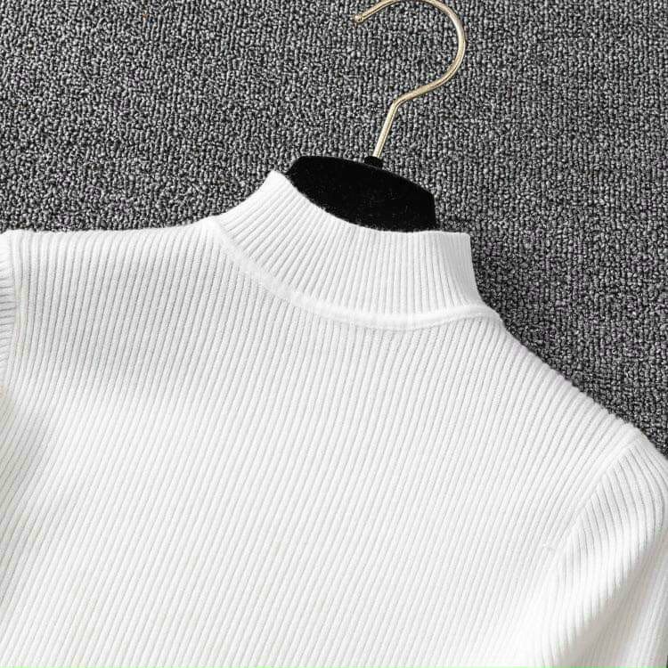 Áo Len Tăm Cổ 3 Phân Hàng Cao Cấp áo dài tay nữ chất len tăm thời trang Banamo Fashion áo len tăm cổ 3 phân 344