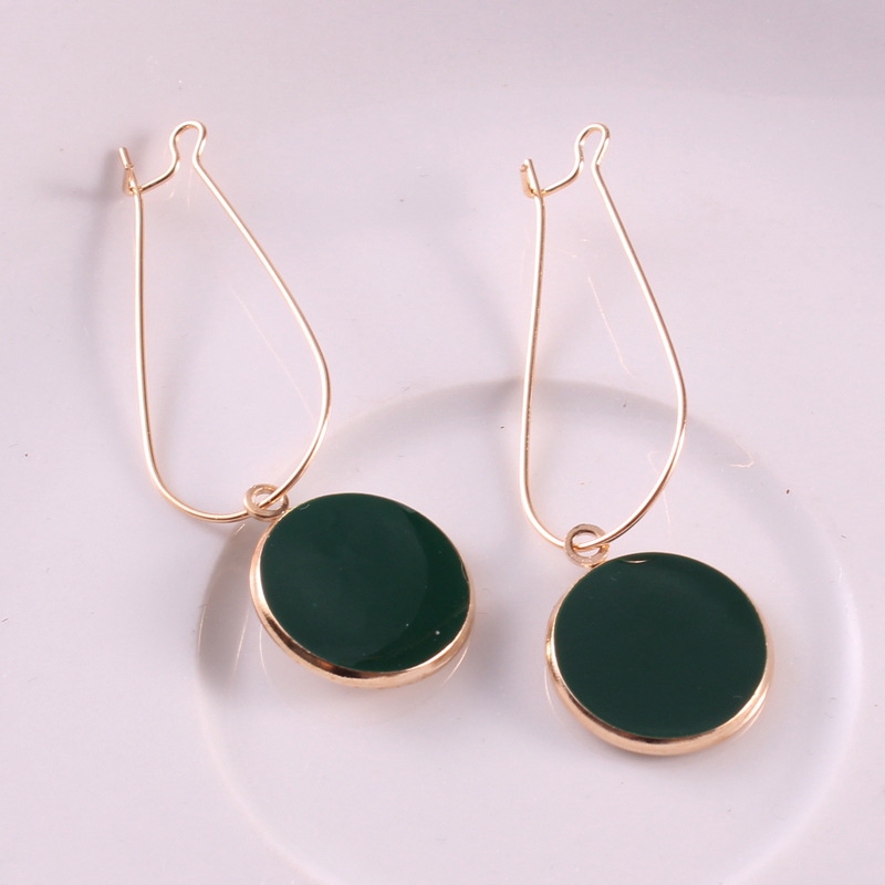 Simple Green Circle Earrings Personality Earrings Small Fresh Girl Heart Earrings Earrings Jewelry Accessories Korea Dangling Earrings Round Earrings