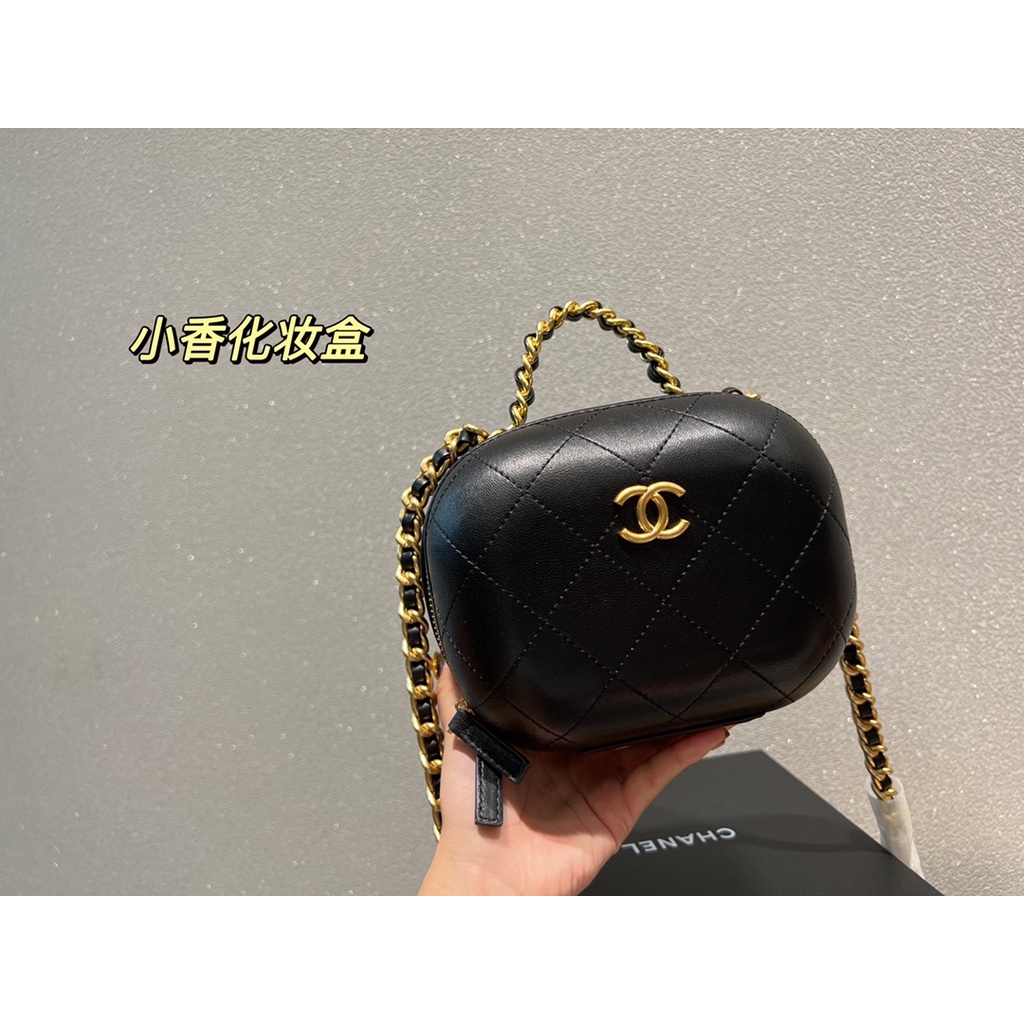 Túi xách nữ da thật hình hộp có dây đeo chéo Channel cao cấp, thời thượng