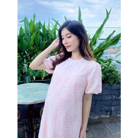 Đầm bầu dáng suông tay lụa bo phồng Stella Dress