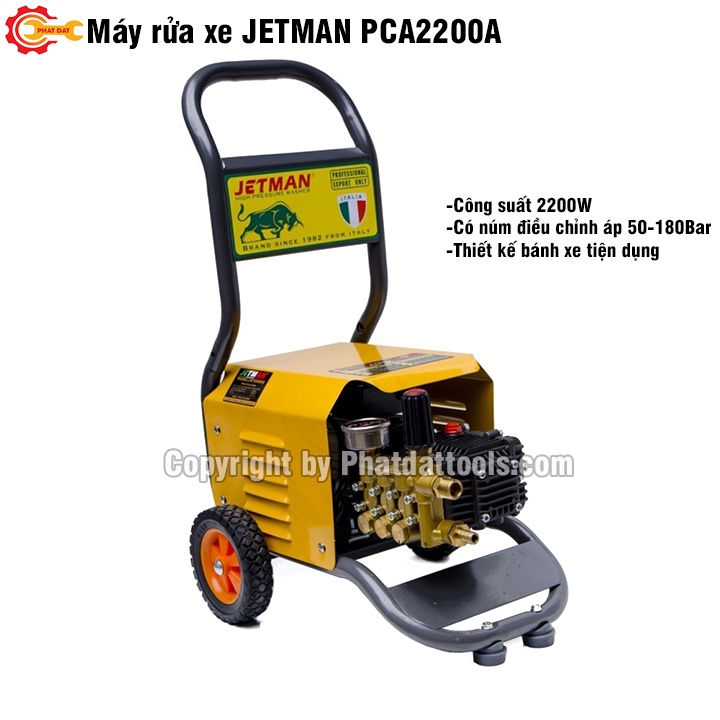 Máy xịt rửa công nghiệp JETMAN PCA2200A - Bảo hành 12 tháng - Máy rửa xe công nghiệp - Công suất 2200W - Đầy đủ phụ kiện