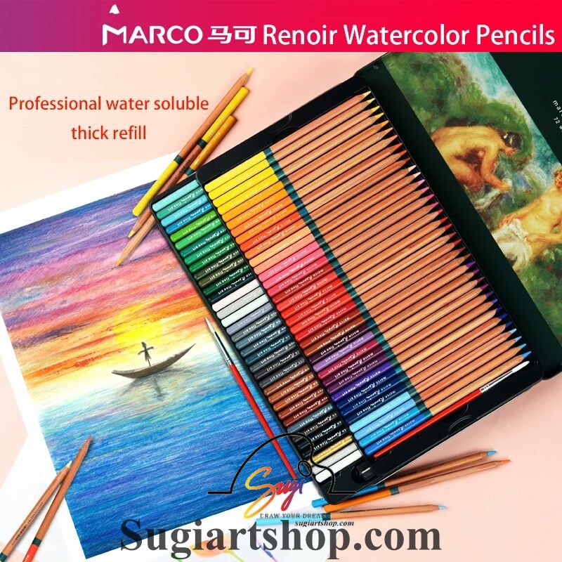 Chì màu nước gốc dầu MARCO Renoir hộp thiếc 36/48/72/100 MÀU (TEM CHÍNH HÃNG)