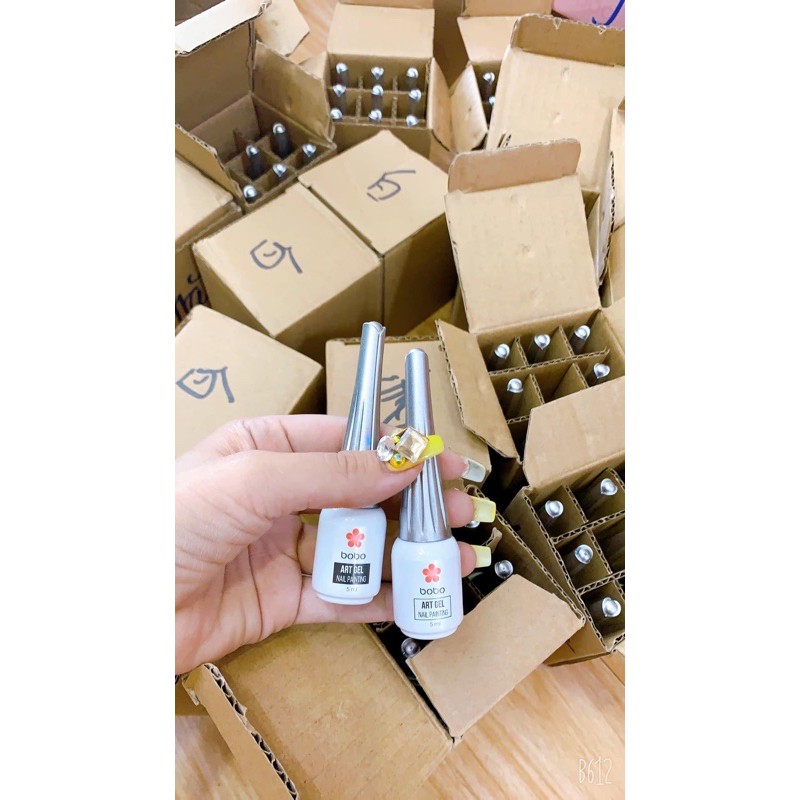 Cọ Nét Gel Bobo Của Mỹ ,Có Nét Gồm 2 Chai Trắng Và Đen, Cọ Râu Nhỏ Dễ Vẽ Chất Sơn Đặc Lên Màu Chuẩn