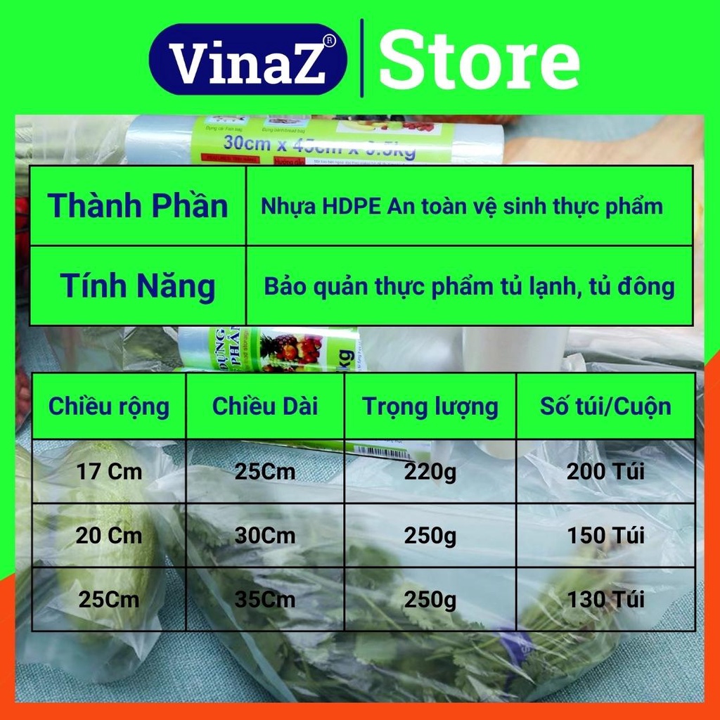Túi đựng thực phẩm tự hủy sinh học An Lành Combo 3 Cuộn đủ size 250g an toàn sức khỏe và môi trường VFaz Official Store