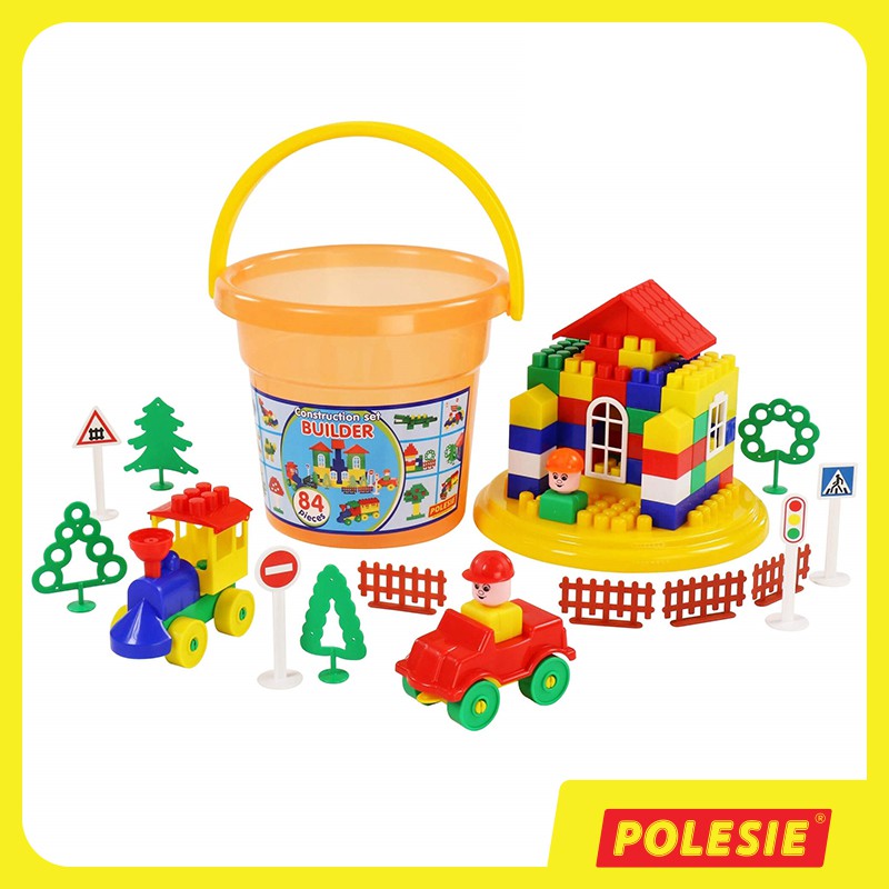 Bộ đồ chơi lắp ghép xây dựng kèm xô Maxi 84 chi tiết – Polesie Toys