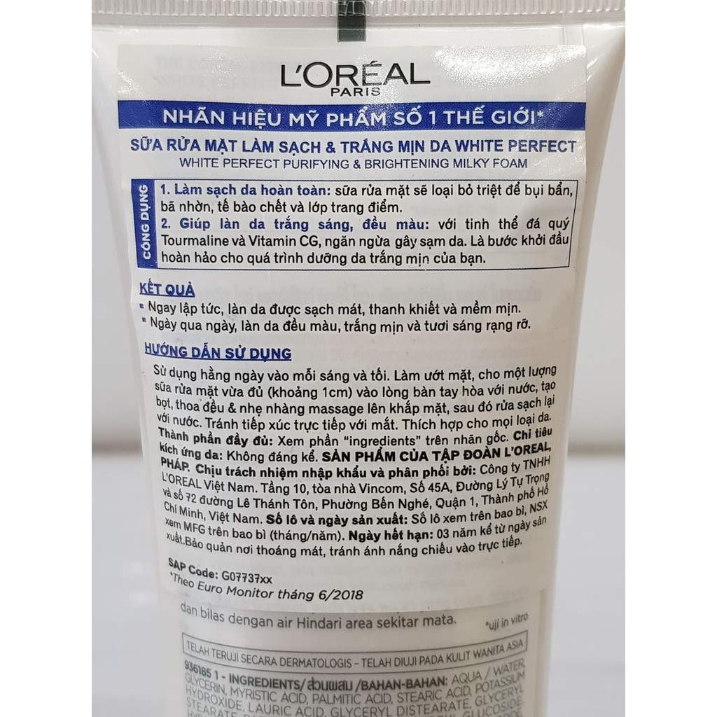 Sữa Rửa Mặt Trắng Da LOreal White Perfect 100ml