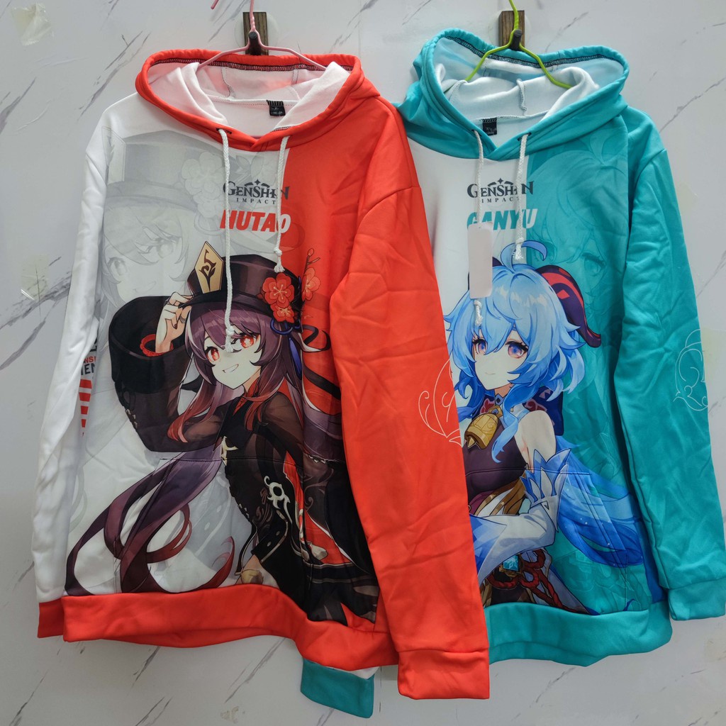 Áo hoodie sweater chui đầu ngoại cỡ in hình nhân vật game Genshin Impact 6 màu kiểu đường phố Harajuku cho nam và nữ