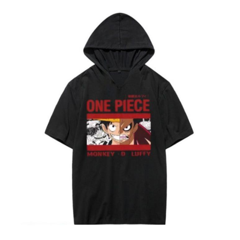 Áo Hoodie Tay Lửng One Piece - Đảo Hải Tặc, Áo Thun Monkey D.Luffy