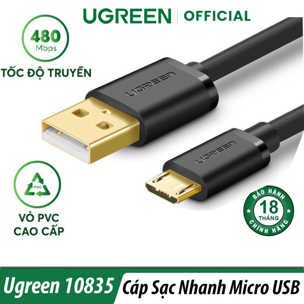 Cáp Chuyển Micro USB Dài 0,5M Ugreen 10835 Chính Hãng