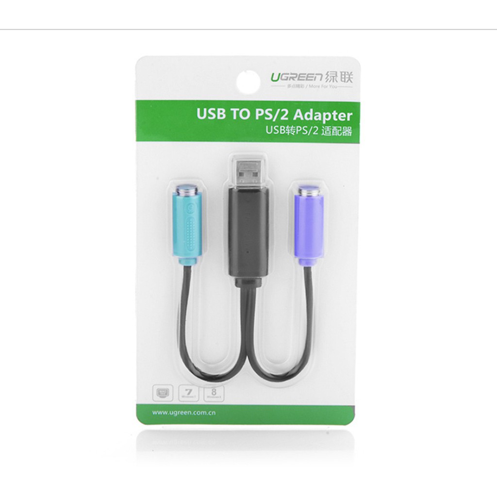 Cáp chuyển đổi USB sang PS2  UGREEN 20219 - Hàng chính hãng BH 18 Tháng