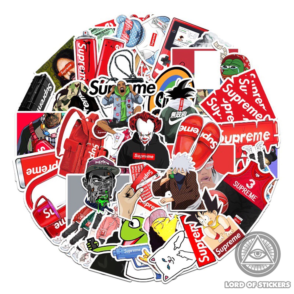 Set 52 Hình Dán SUPREME Sticker Brand Logo Siêu Chất Chống Thấm Nước Trang Trí Mũ Nón Bảo Hiểm, Laptop, Điện Thoại, Vali