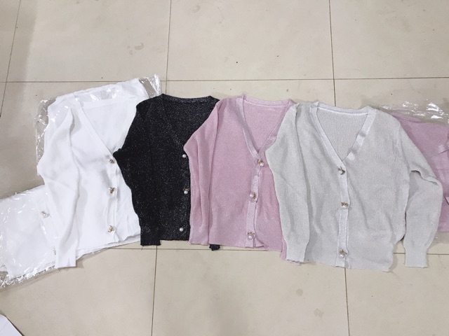 Áo cadigan len nhũ mỏng khuy ngọc, ảnh thật cuối | BigBuy360 - bigbuy360.vn