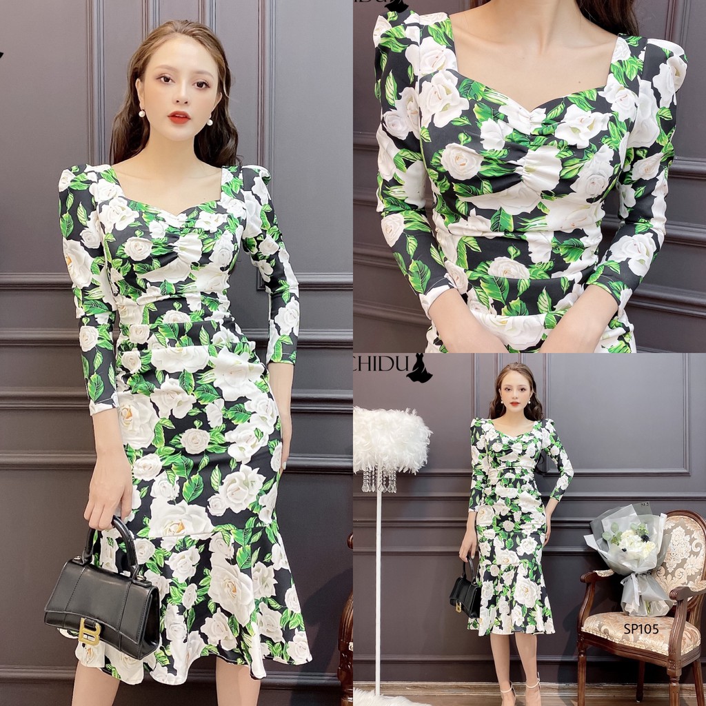 Váy body LALIA DRESS cao cấp , đầm dự tiệc họa tiết hoa trang trọng- SP105