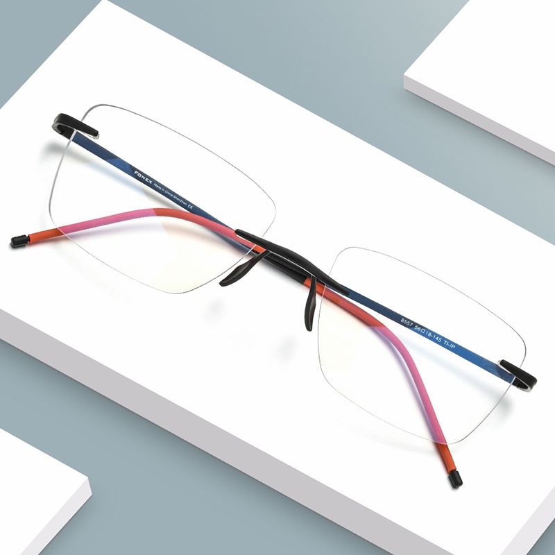 Mắt kính gọng vuông bằng titan siêu nhẹ phong cách Nhật Bản thời trang mới 2021